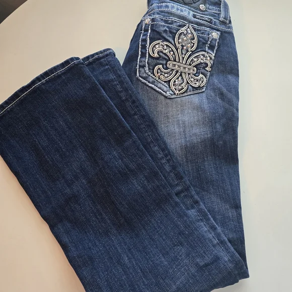 Miss Me Dark Blue Jeans with Silver Embellishments - Picture 3 of 4